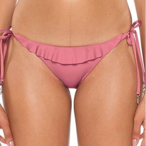 Soluna Tie Side Hipster Swim Bikini Bottom Mulberry Pink Half Moon Fit Medium